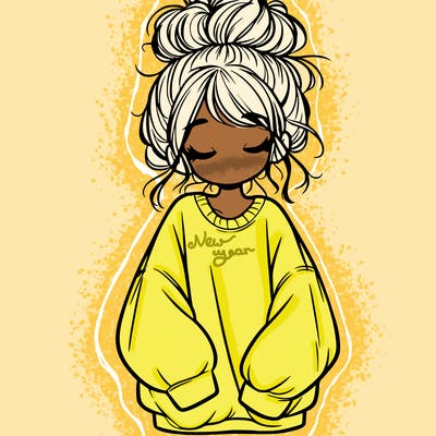 girl with baggy sweatshirt and messy bun