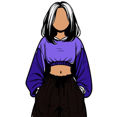 realistic girl faceless with baggy pants and a crop top
