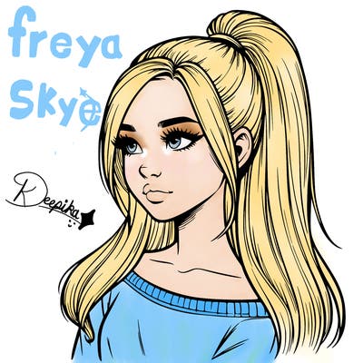 realistic girl with a high ponytail