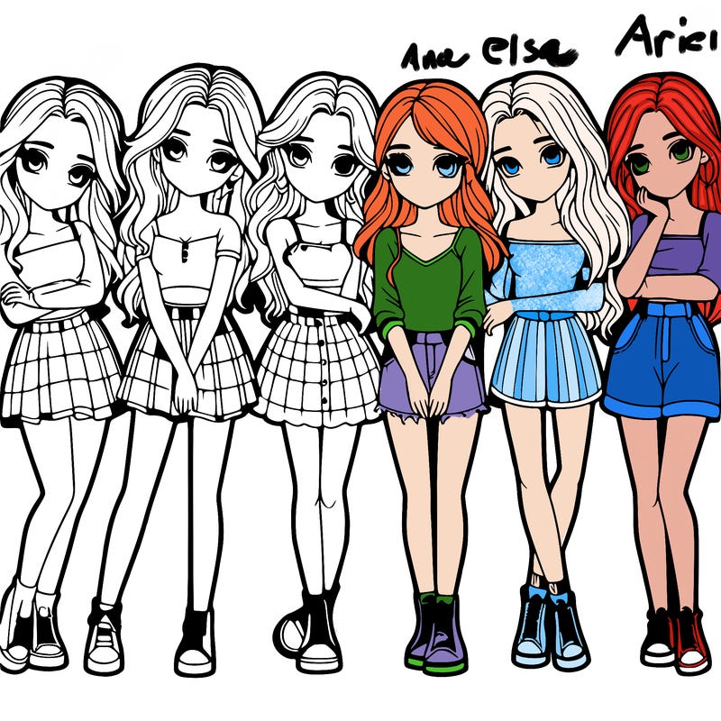 a group of girls realistic