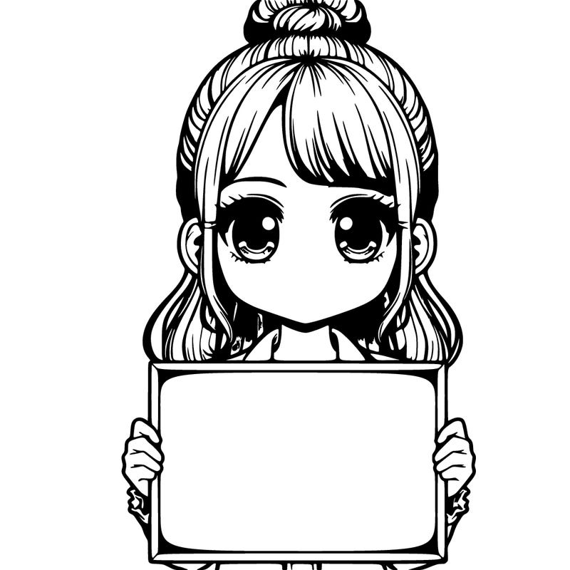 a realistic girl holding a blank sign