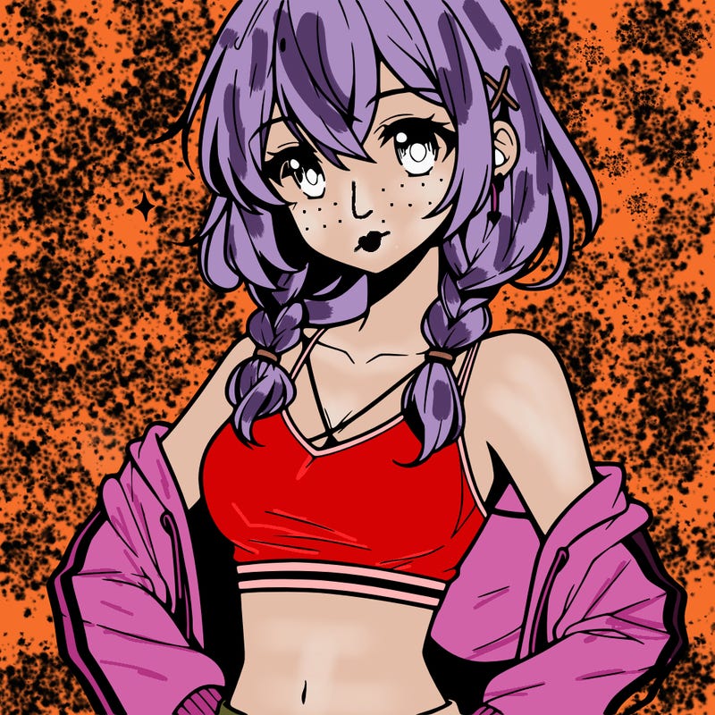 anime girl wearing crop top