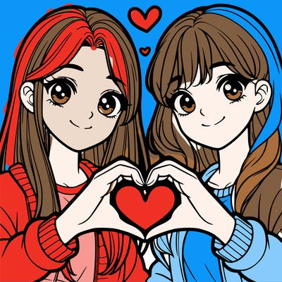 girls making heart with their hands