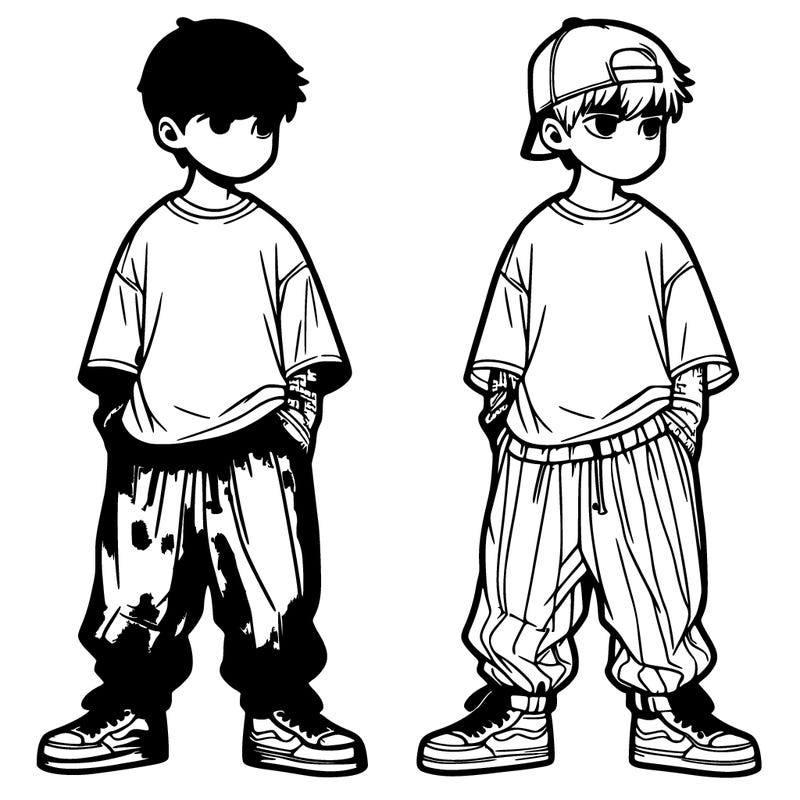 a young teenaged boy in baggy shirt and baggy pants