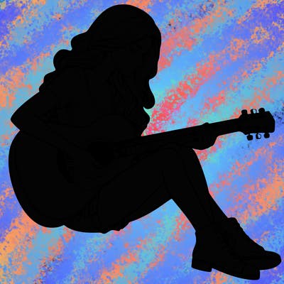 realistic woman play guitar