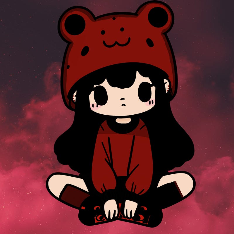 a girl wearing a frog hat and some frog socks