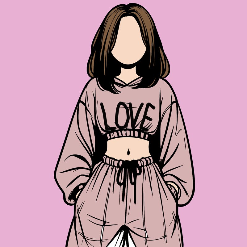 realistic girl faceless with baggy pants and a crop top