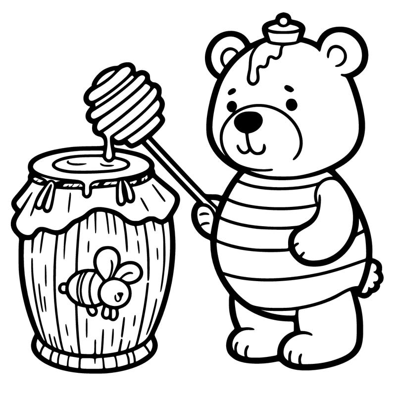 a bear with a honey pot
