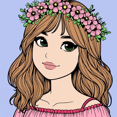 girl with flower crown realistic