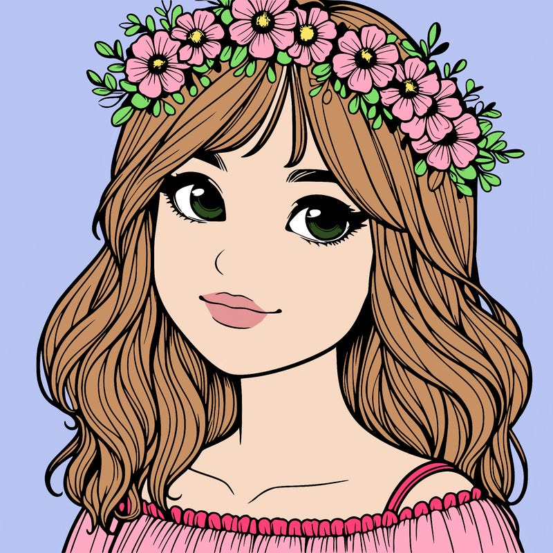 girl with flower crown realistic