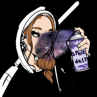 a realistic girl, spray painting