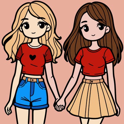 two teenage girls holding hands