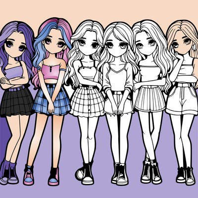 a group of girls realistic
