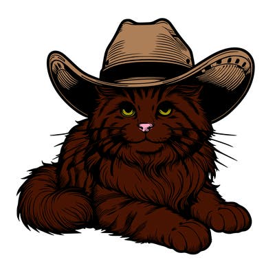 realistic cat with cowboy hat