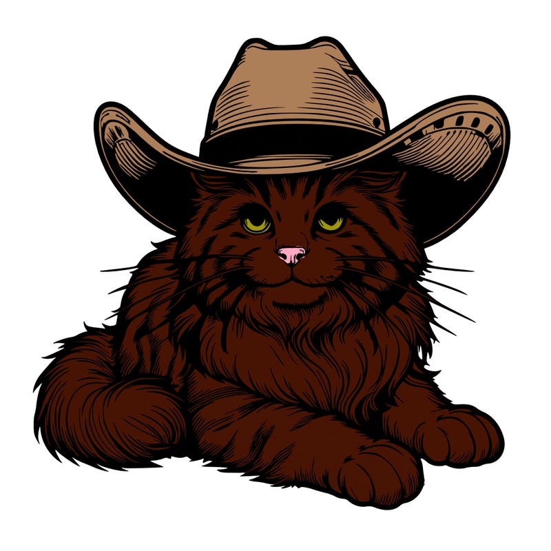realistic cat with cowboy hat
