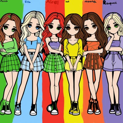 a group of girls realistic