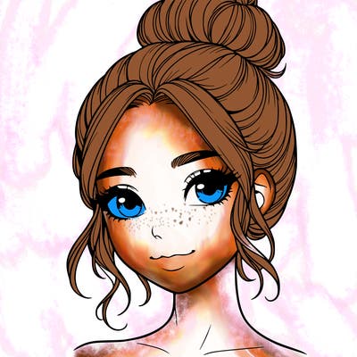 realistic pretty girl with hair in bun