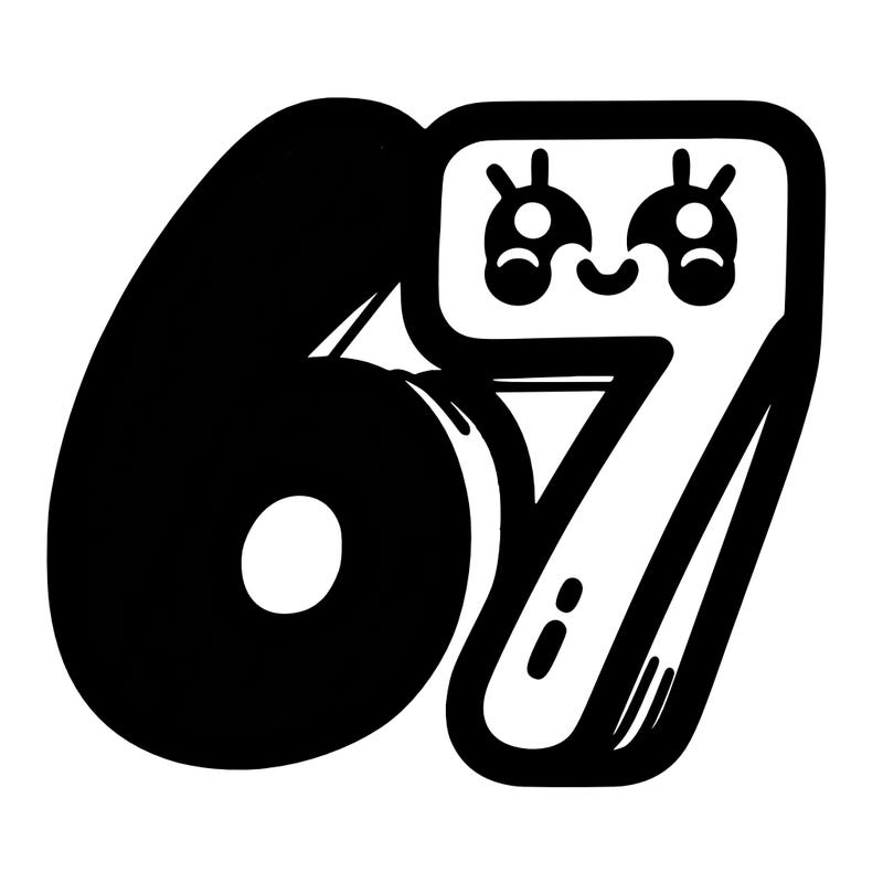 the numbers 67