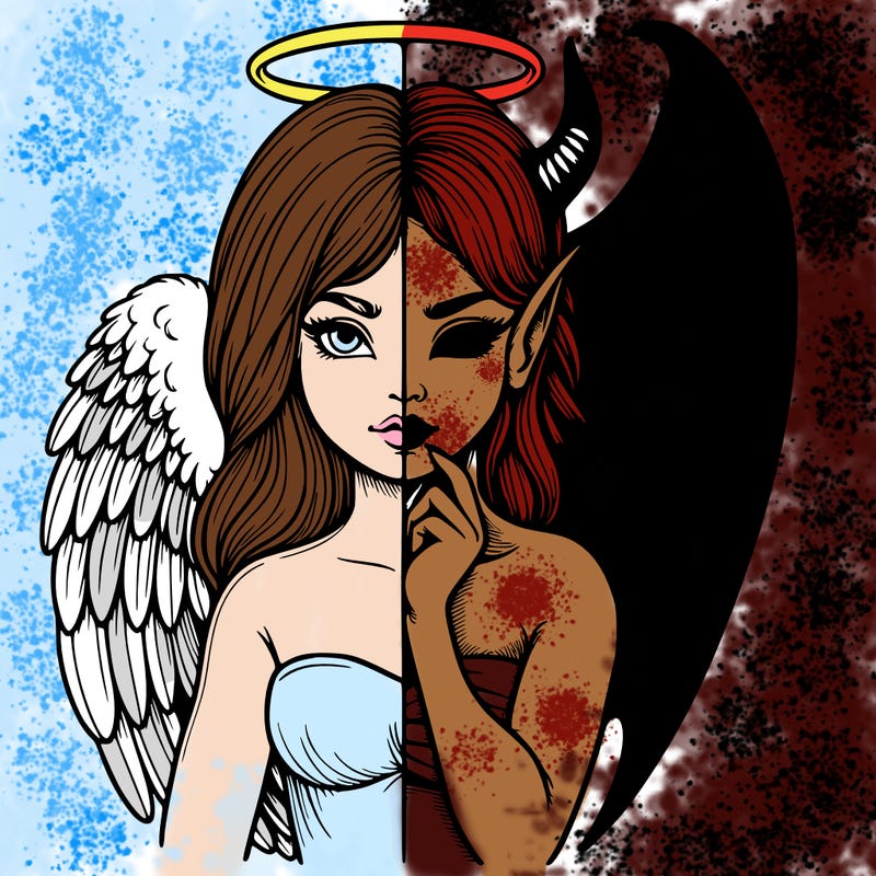 realistic angel half demon