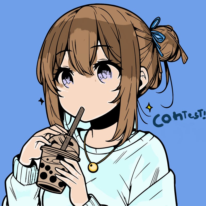 manga character drinking boba