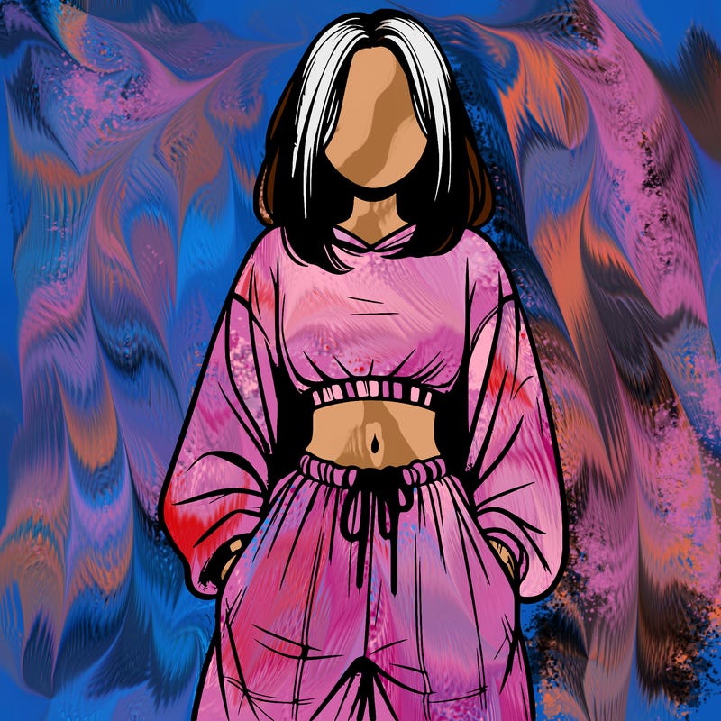 realistic girl faceless with baggy pants and a crop top