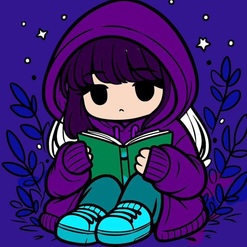 girl in oversized hoodie reading a book