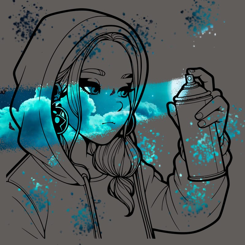 a realistic girl, spray painting