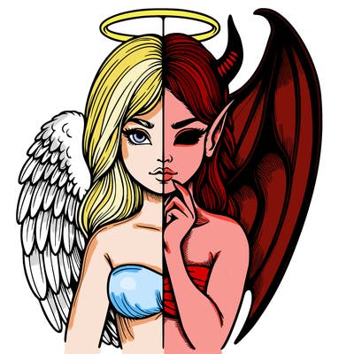 realistic angel half demon