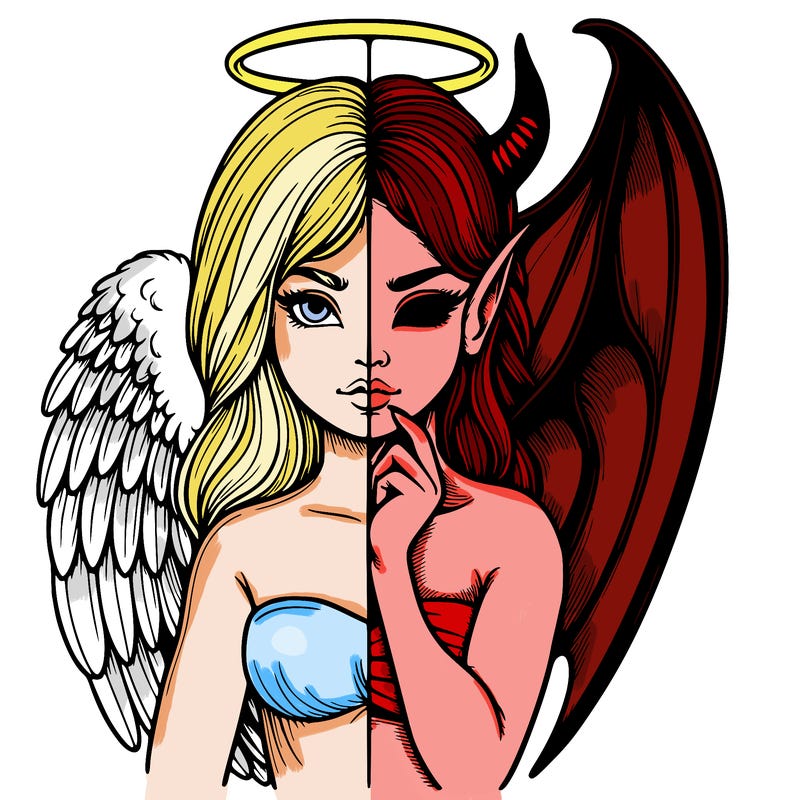 realistic angel half demon