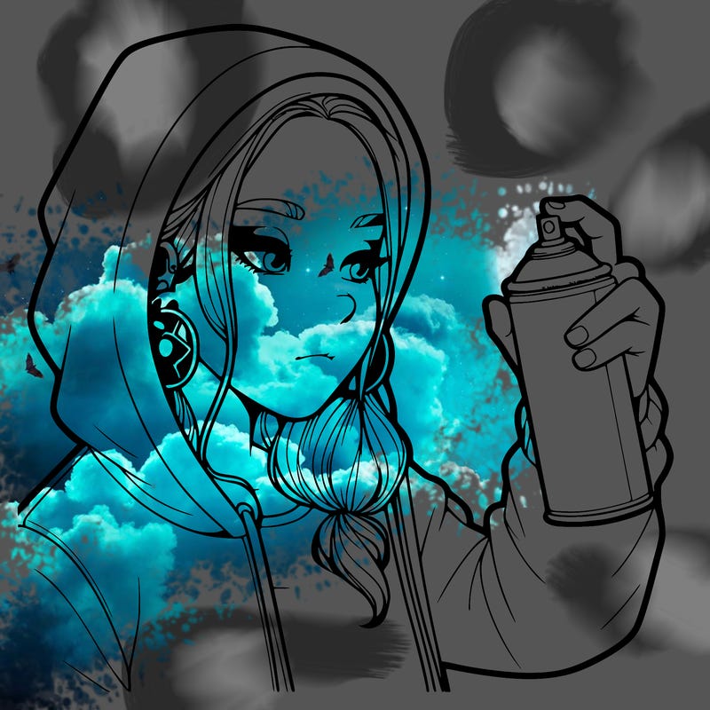 a realistic girl, spray painting