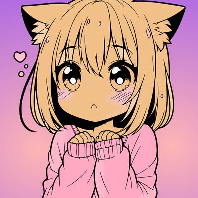 shy anime catgirl