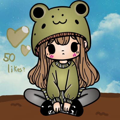 a girl wearing a frog hat and some frog socks