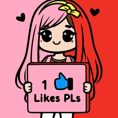 girl holding a sign saying 10 likes pls