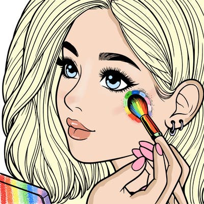 a realistic girl doing her makeup