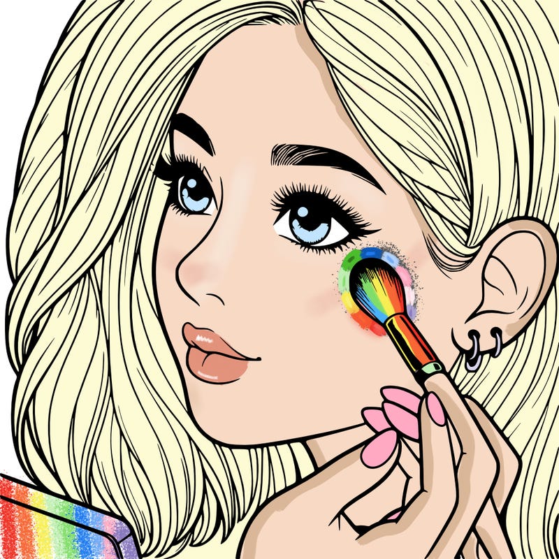 a realistic girl doing her makeup