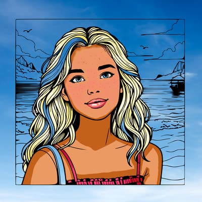 realistic girl in the beach