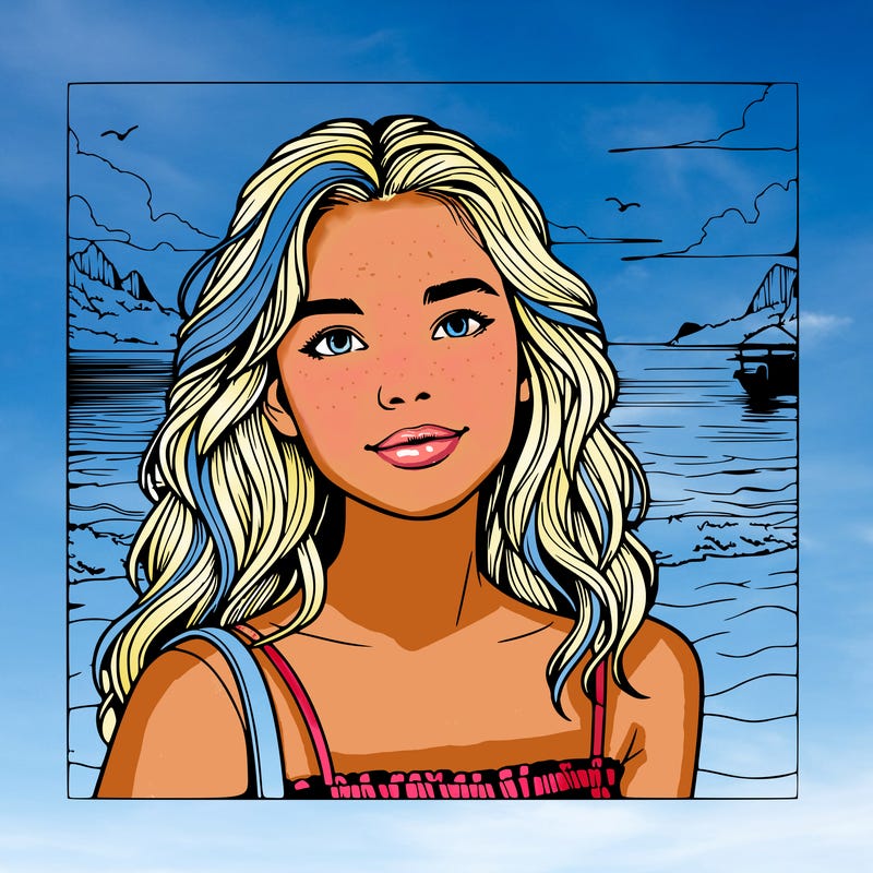 realistic girl in the beach