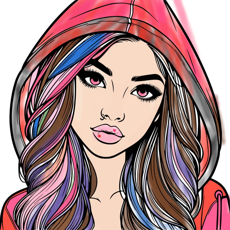 realistic beautiful girl with a hood on