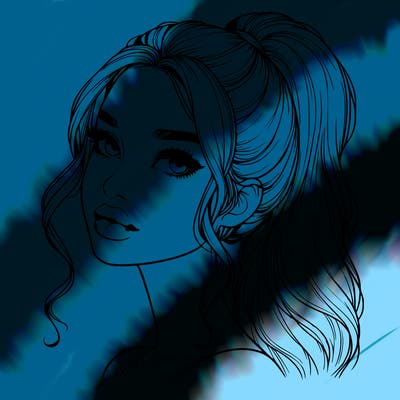 realistic girl with a ponytail on her hair and lips