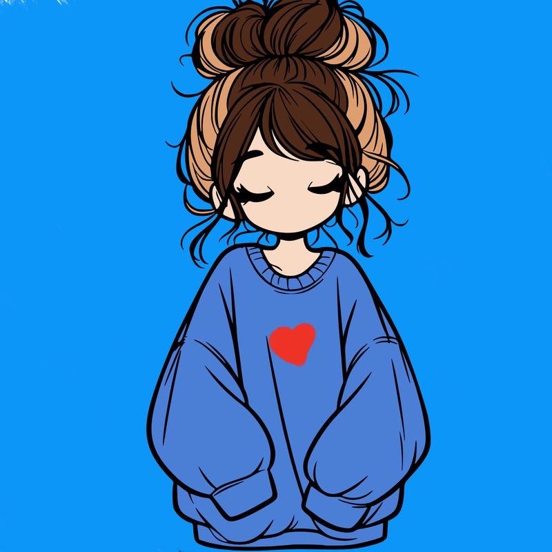 girl with baggy sweatshirt and messy bun