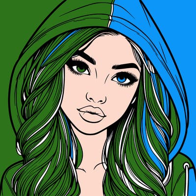 realistic beautiful girl with a hood on