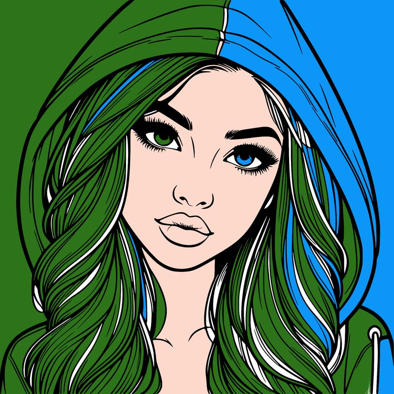 realistic beautiful girl with a hood on