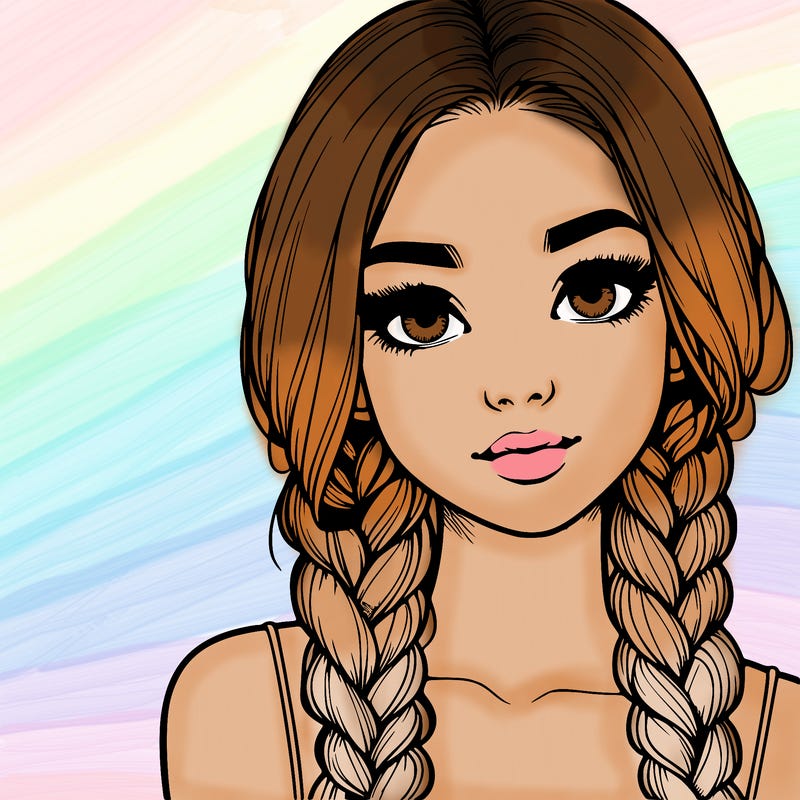 realistic girl with braids