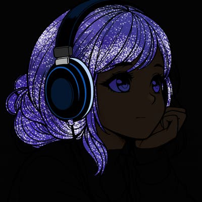 a realistic girl listening to music