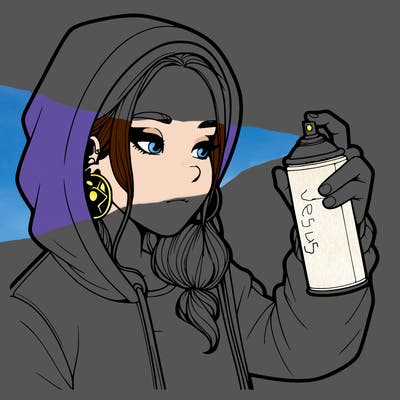 a realistic girl, spray painting