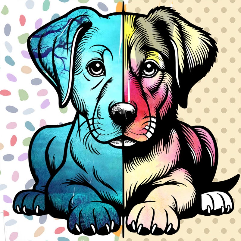 realistic dog split picture