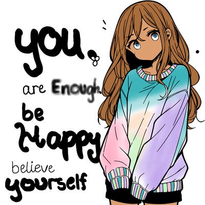 manga teen girl  in a sweater and baggy pants