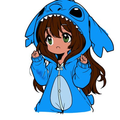 anime girl in a stitch onsie