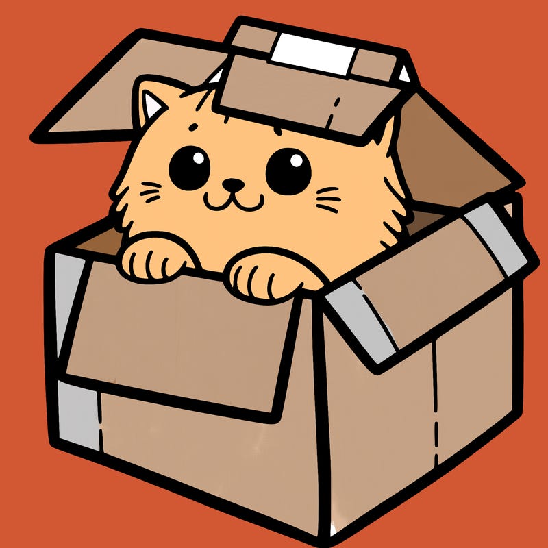 cat hiding in a box