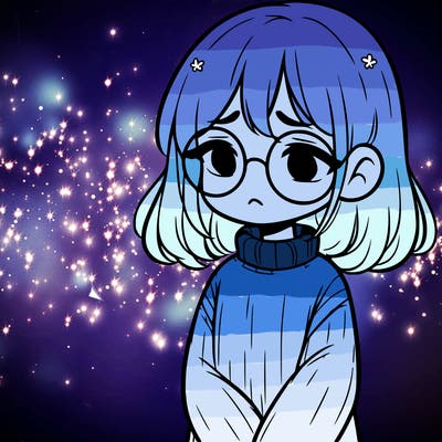 sad girl with glasses in a sweater